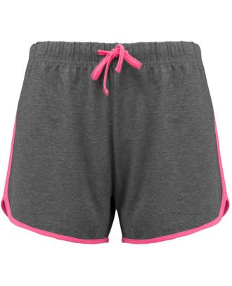 Short de sport femme PA1021 - Grey Heather / Fluo Pink