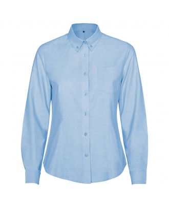 Chemise femme manches longues avec poche côté cœur OXFORD WOMAN bleu ciel
