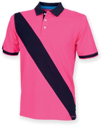 Polo homme diagonal stripe FR212- Bright Pink / Navy