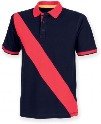 Polo homme diagonal stripe FR212 - Navy / Red