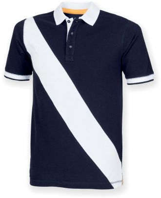 Polo homme diagonal stripe FR212 - Navy / White