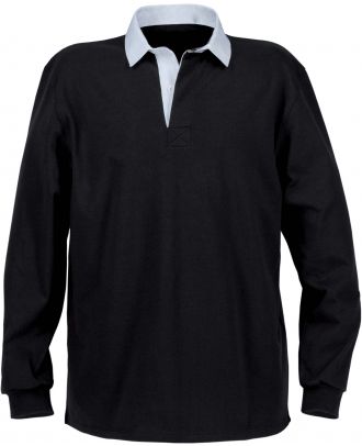 Polo homme rugby uni col blanc K217 - Black