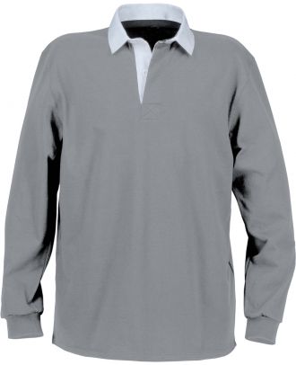 Polo homme rugby uni col blanc K217 - Light Grey
