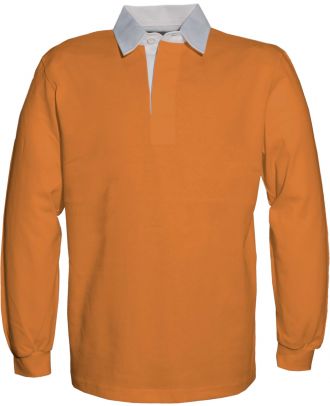 Polo homme rugby uni col blanc K217 - Orange
