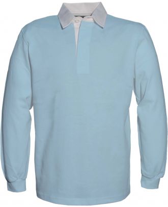 Polo homme rugby uni col blanc K217 - Sky Blue