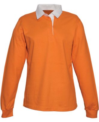 Polo femme rugby uni col blanc K218 - Orange