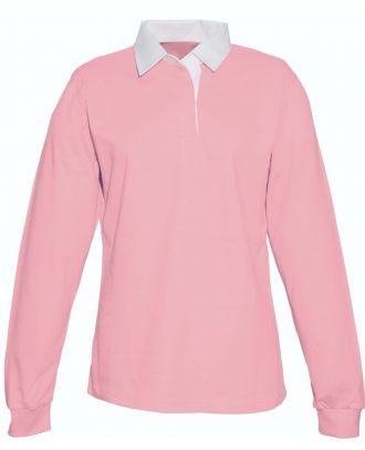 Polo femme rugby uni col blanc K218 - Pink