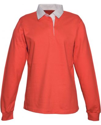 Polo femme rugby uni col blanc K218 - Red