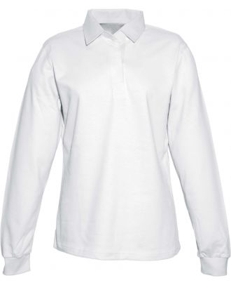 Polo femme rugby uni col blanc K218 - White
