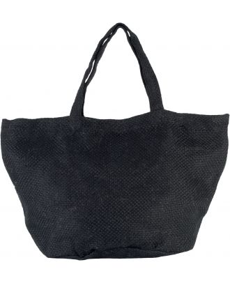 Cabas en toile de jute teint 100% naturel KI0227 - Black / Black - 36 x 59 x 29 cm de face