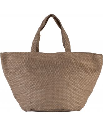 Cabas en toile de jute teint 100% naturel KI0227 - Natural / Capuccino - 36 x 59 x 29 cm de face