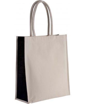 Sac cabas en coton / jute KI0253 - Natural / Black