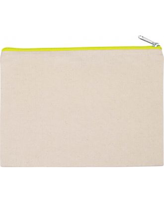 Pochette en coton canvas personnalisable KI0722 - Natural / Fluorescent Yellow