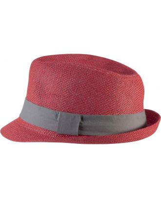 Chapeau en fibre végétale KP608 - Red / Grey