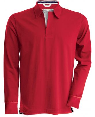 Polo rugby vintage manches longues KV2202 - Vintage Red