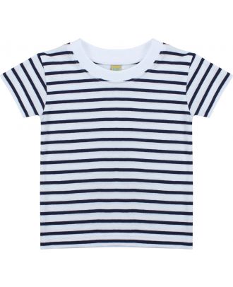 T-shirt bébé rayé manches courtes LW027 - White / Oxford Navy