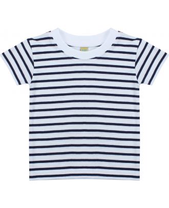 T-shirt bébé rayé manches courtes LW027 - White / Oxford Navy