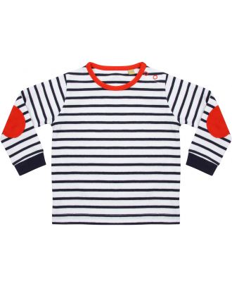 T-shirt bébé manches longues à rayures LW028 - Navy / White