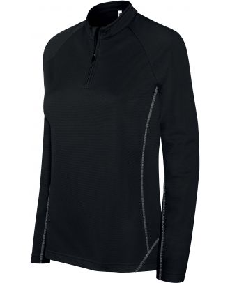 Sweat-shirt femme running 1/4 zip PA336 - Black