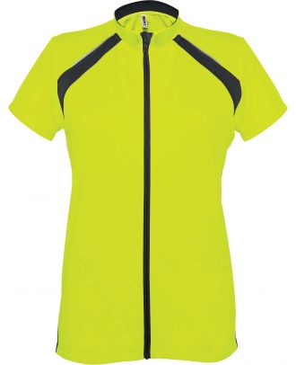 Maillot cycliste femme zippé manches courtes PA448 - Fluorescent Yellow / Black - 
