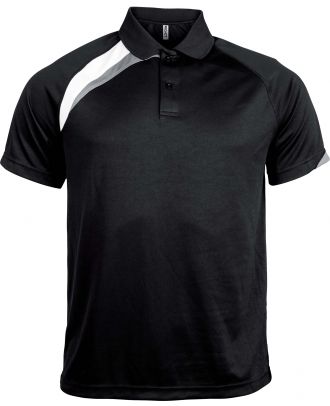 Polo sport manches courtes unisexe PA457 - Black / White / Storm Grey