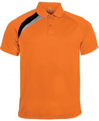 Polo sport manches courtes unisexe PA457 - Orange / Black / Storm Grey