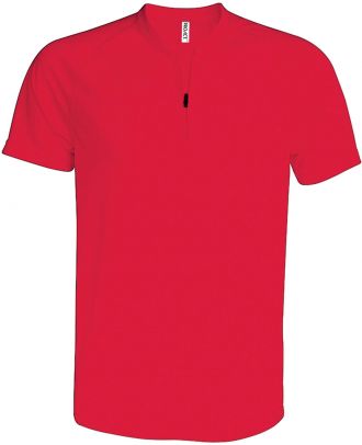 T-shirt 1/4 zip manches courtes unisexe PA486 - Red