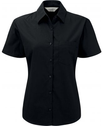 Chemise manches courtes femme popeline pur coton RU937F - Black
